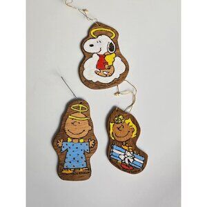 Vintage 1958 Peanuts Wooden Christmas Ornaments Featuring Snoopy Charlie Brown